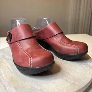 Sanita Nikita Women's Burgundy‎ Leather Slip On Comfort Clogs US Size 9